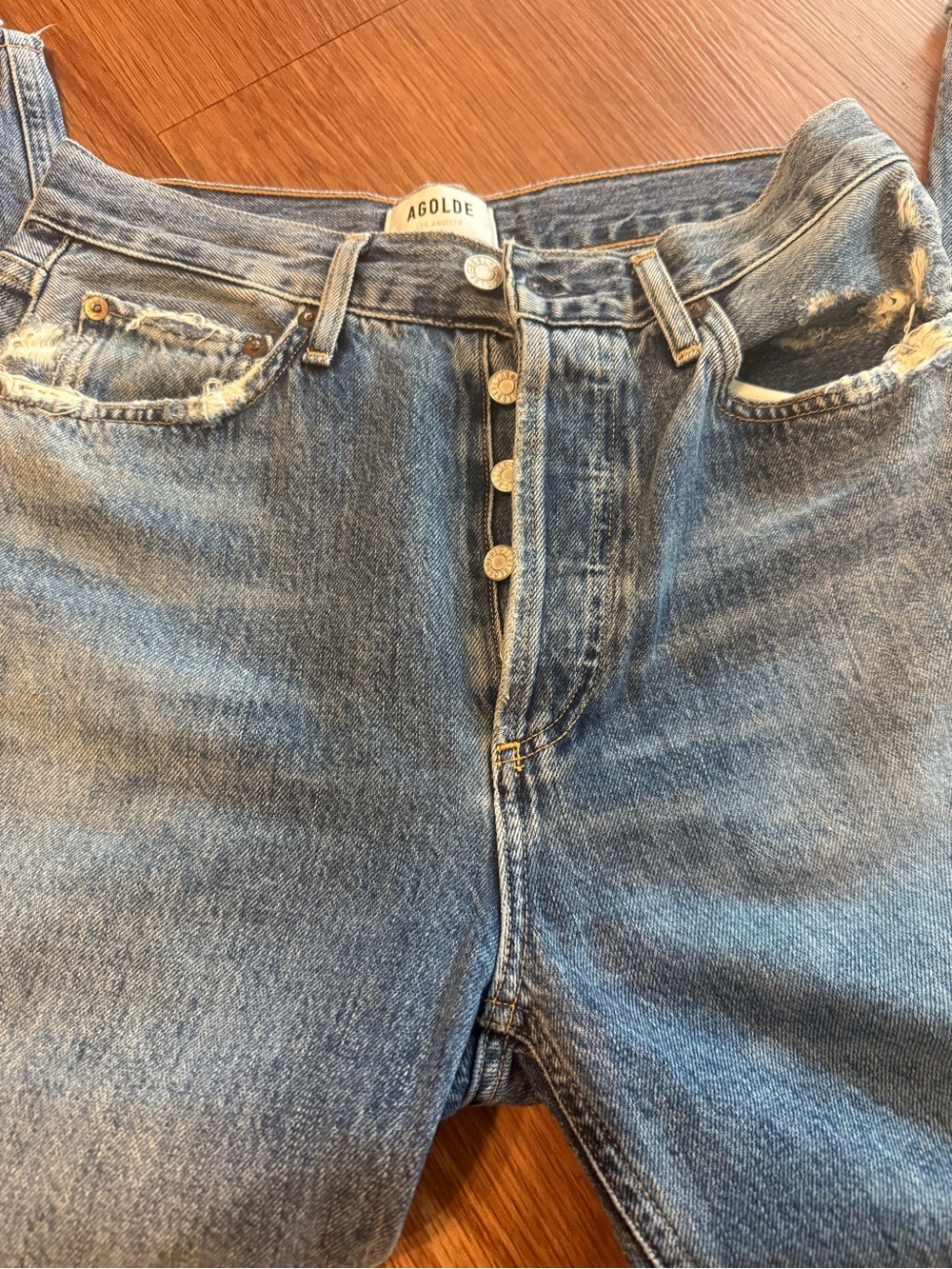 Agolde Men's Light Blue Relaxed Button-Fly Jeans